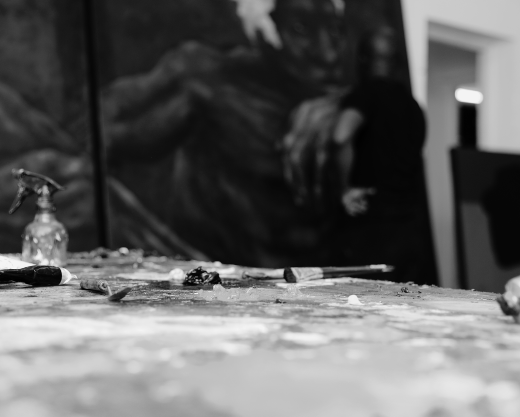 Studio scene from Soji Adesina's practice.